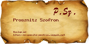 Prosznitz Szofron névjegykártya